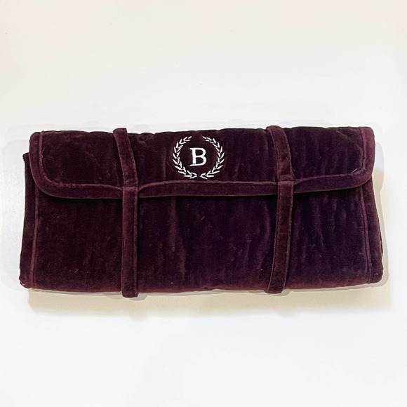 Pottery Barn Bags Pottery Barn Diamond Quilted Velvet Jewelry Roll